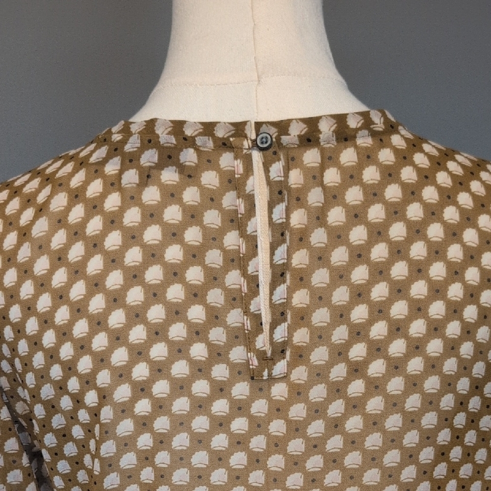 LOFT Petite Tan Patterned Ruffle Blouse - Picture 4 of 5